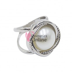 Inel elegant pentru esarfa din metal Cod PIMS009AA Argintiu cu perla